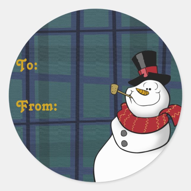 Snowman Gift Tags Runder Aufkleber (Vorderseite)