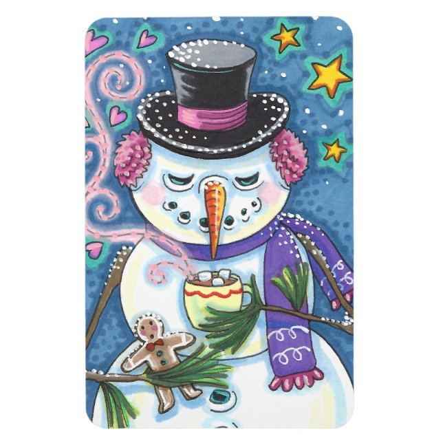 SNOWMAN, GINGERBREAD MAN & TASSE DES HOT-SCHOKOLAD MAGNET (Vertikal)