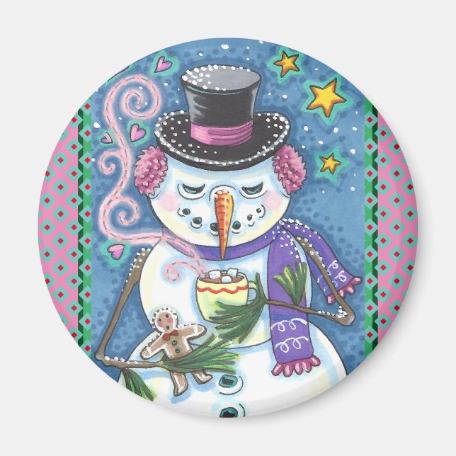 SNOWMAN, GINGERBREAD MAN & TASSE DES HOT-SCHOKOLAD MAGNET (Vorne)