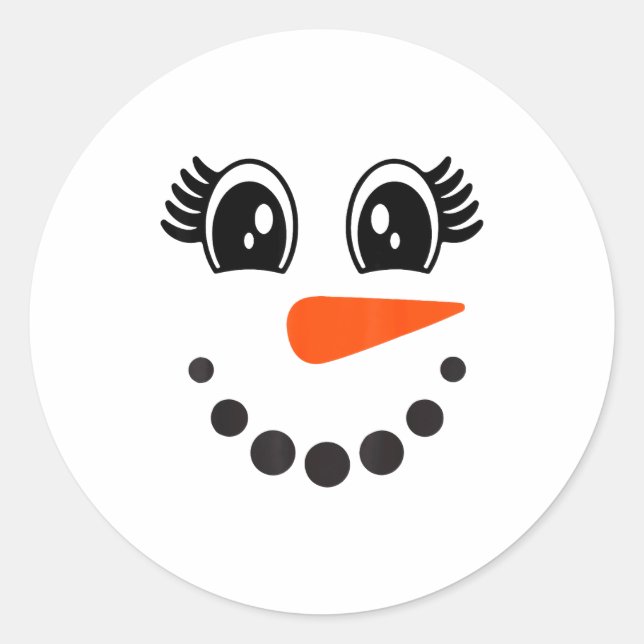 Snowman Girl Face For Girls Christmas Winter  Runder Aufkleber (Vorderseite)