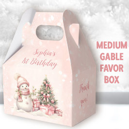Snowman Girl Pink Weihnachten 1. Geburtstag Mittel Geschenkschachtel