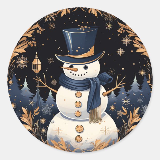 Snowman Gold Blätter Sticker (Vorderseite)