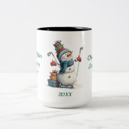 Snowman Golfer Holiday Tasse