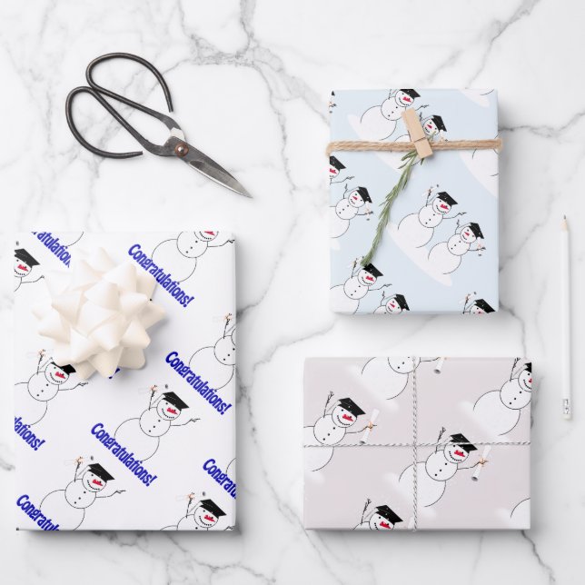 Snowman Graduation  Geschenkpapier Set (Vorderseite)