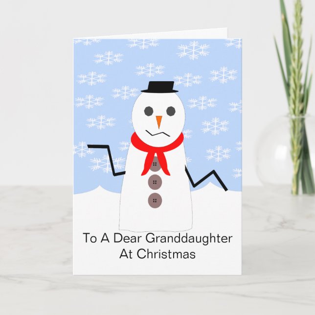 Snowman Grandtochter Weihnachtskarte Feiertagskarte (Vorderseite)