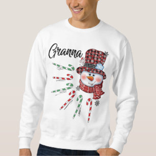 Snowman Granna Candy Cane Karierte Weihnachten Sweatshirt