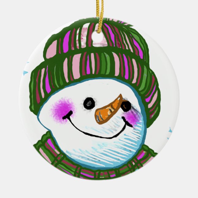 Snowman Granny individuelle Name Keramikornament (Vorne)