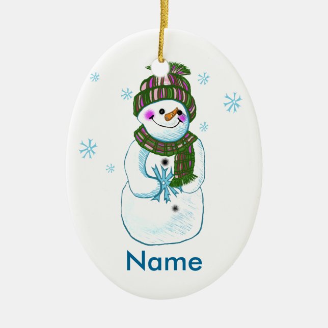 Snowman Granny-Zollschmuck Keramik Ornament (Vorne)