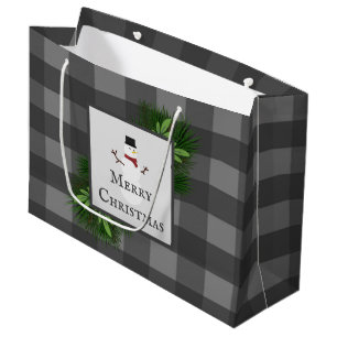 Snowman Gray Buffalo Karierte Geschenktasche Große Geschenktüte