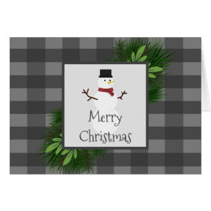 Snowman Gray Buffalo Karierte Grußkarte