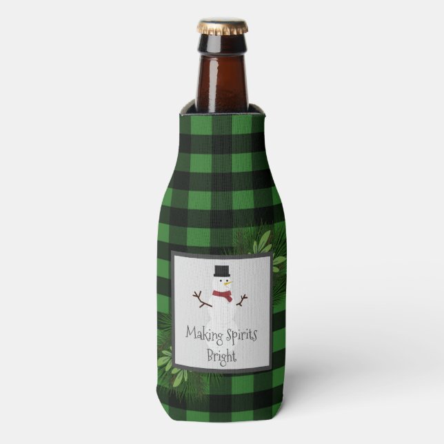 Snowman Green Buffalo Kariert Bottle Cooler Flaschenkühler (Flaschenvorderseite)