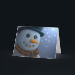 Snowman Greeting Card Feiertagskarte<br><div class="desc">Schicken Sie Ihren Frohen Festtagen mit dieser weißen Wintergrusskarte,  die eine nahe Abbildung eines Schneemanns vor einem schneeblauen Hintergrund zeigt.</div>