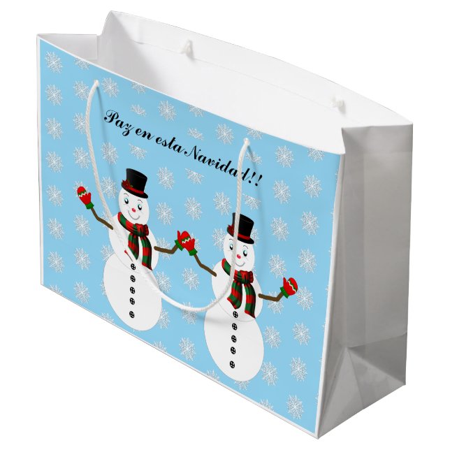 Snowman Große Geschenktüte (Rückseite Schrägansicht)
