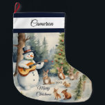 Snowman Guitar Custom Großer Weihnachtsstrumpf<br><div class="desc">Mit unserem Snowman Guitar Grosser Weihnachtsweihnachtsweih zu Ihrer Zuhause bringen! Ideal für Geschenke und Goodies,  ist es eine angenehme Ergänzung zu Ihren Festlichkeiten. Passen Sie mit diesem besonderen Namen und Jahr für einen wunderbaren Sake an! Exklusive Designs,  die speziell für Sie aus My Baby Boutique erstellt wurden!</div>