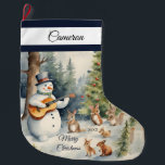 Snowman Guitar Custom Großer Weihnachtsstrumpf<br><div class="desc">Mit unserem Snowman Guitar Grosser Weihnachtsweihnachtsweih zu Ihrer Zuhause bringen! Ideal für Geschenke und Goodies,  ist es eine angenehme Ergänzung zu Ihren Festlichkeiten. Passen Sie mit diesem besonderen Namen und Jahr für einen wunderbaren Sake an! Exklusive Designs,  die speziell für Sie aus My Baby Boutique erstellt wurden!</div>