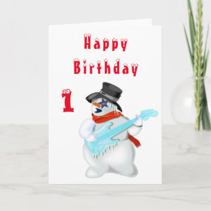Snowman Guitare Player Carte d'anniversaire