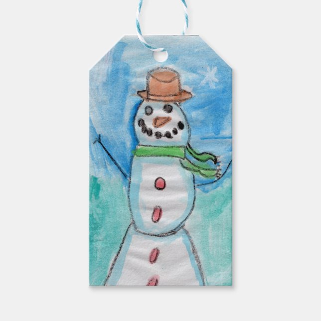 Snowman Happiness - Kinder Kunst des CHOC Geschenkanhänger (Vorderseite)