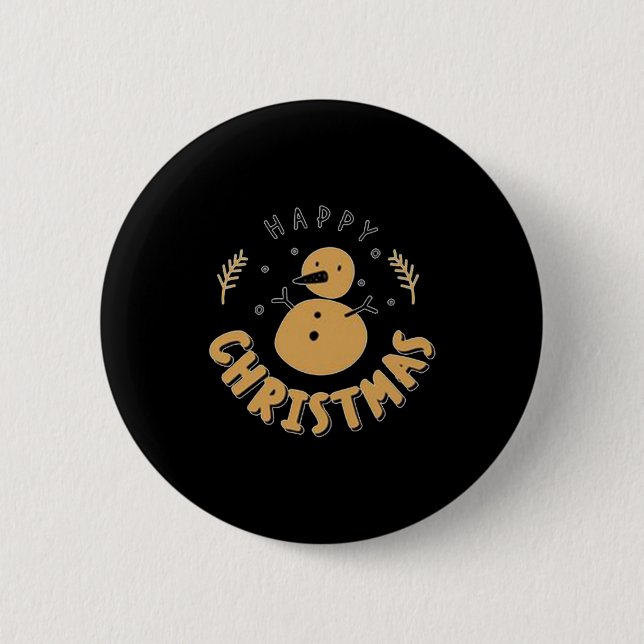 Snowman Happy Christmas  Button (Vorderseite)