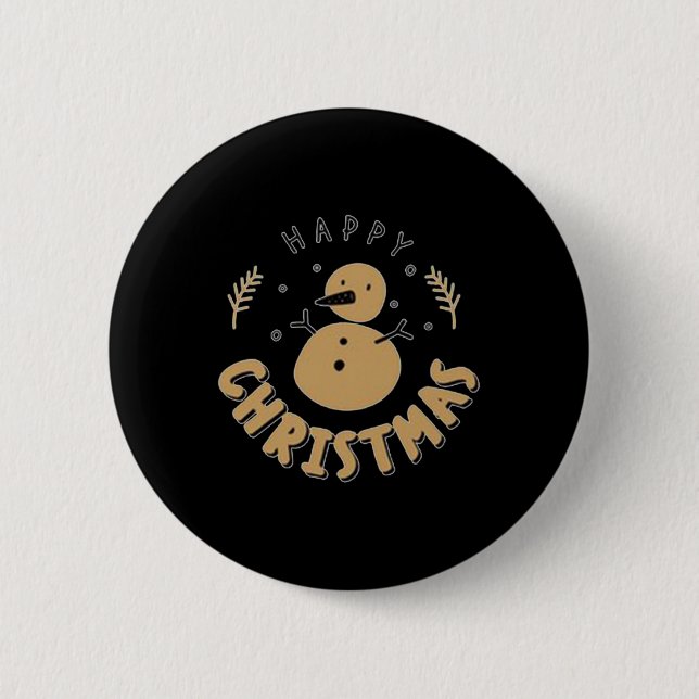 Snowman Happy Christmas T Shirt  Button (Vorderseite)