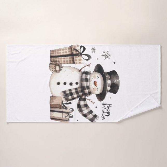 Snowman Happy Holidays Badhandtuch Set (Badehandtuch)