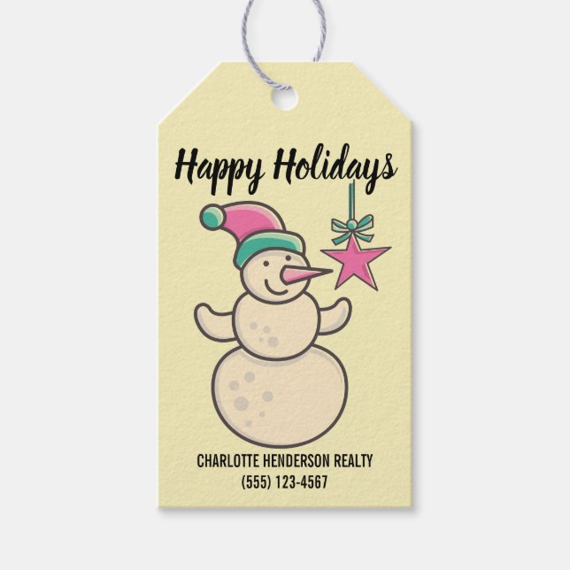 Snowman Happy Holidays Company Weihnachtsgeschenke Geschenkanhänger (Vorderseite)