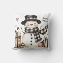 Snowman Happy Holidays Kissen