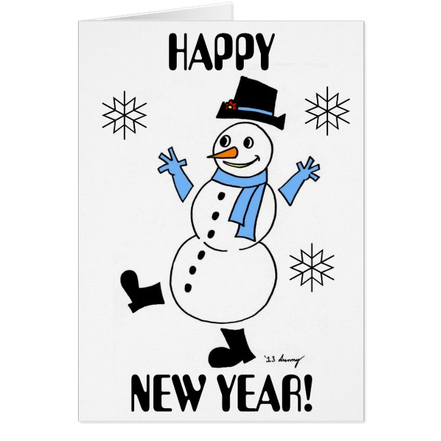 Snowman "HAPPY NEW YEAR" Card (Vorne)