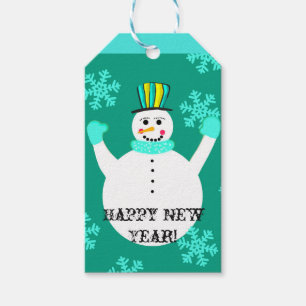 Snowman Happy New Year Custom Gift Tags Geschenkanhänger