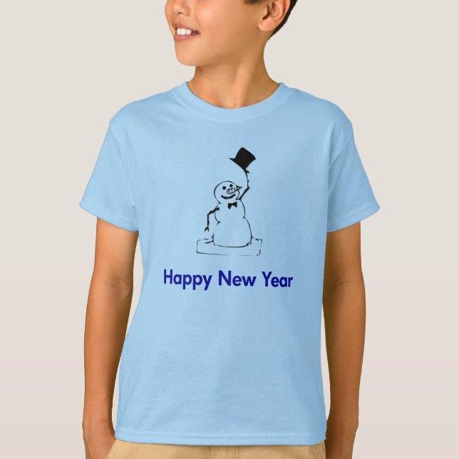 Snowman Happy New Year T-Shirt (Vorderseite)