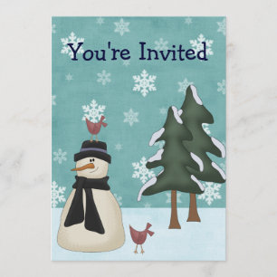 Snowman hiver Anniversaire Fête Invitation