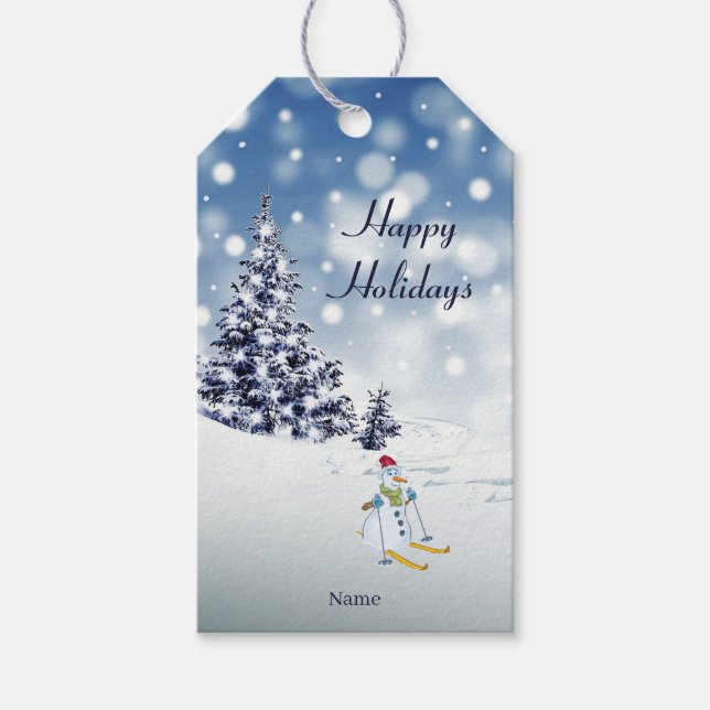 Snowman Holiday-Geschenk Tag Geschenkanhänger (Vorderseite)