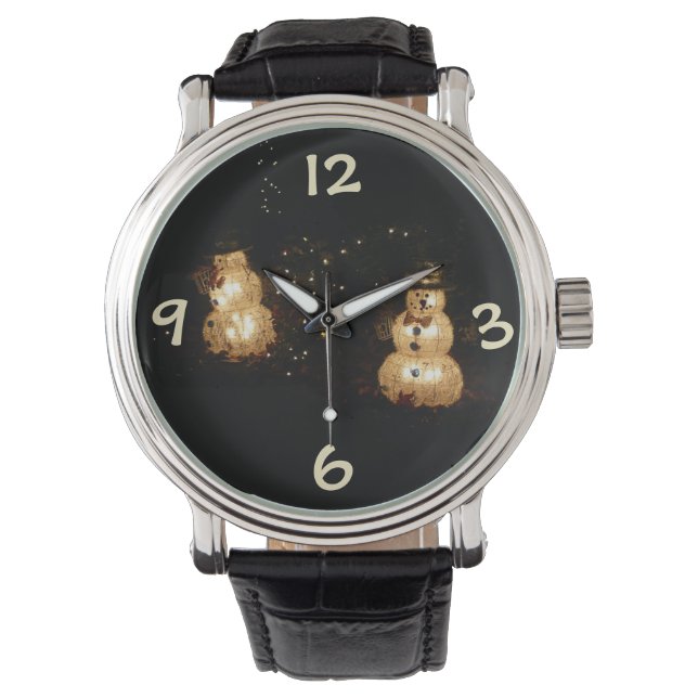 Snowman Holiday Light Display Armbanduhr (Vorderseite)