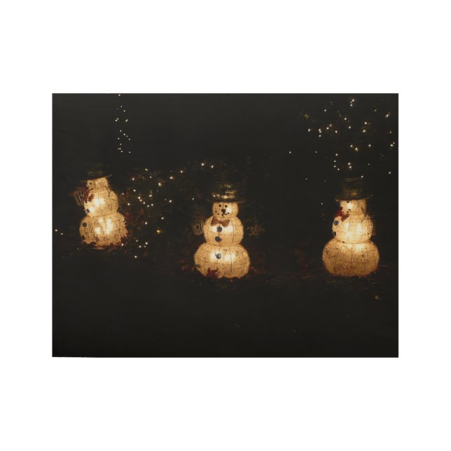 Snowman Holiday Light Display Holzposter (Vorderseite)