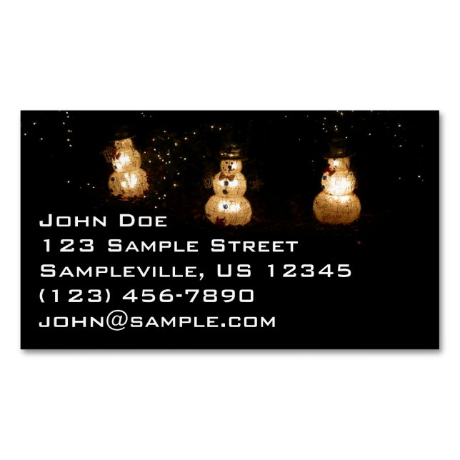 Snowman Holiday Light Display Magnetische Visitenkarte (Vorderseite)