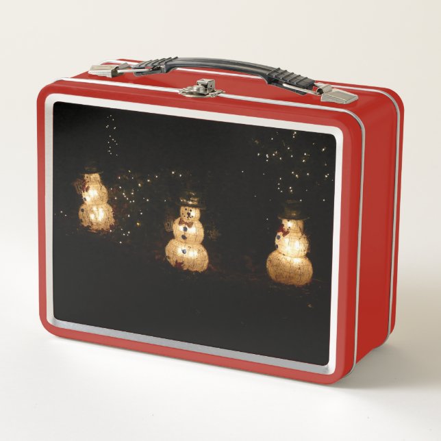 Snowman Holiday Light Display Metall Brotdose (Vorderseite)
