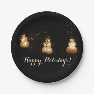 Snowman Holiday Light Display Pappteller