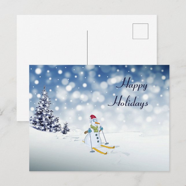 Snowman Holiday Postcard Postkarte (Vorne/Hinten)
