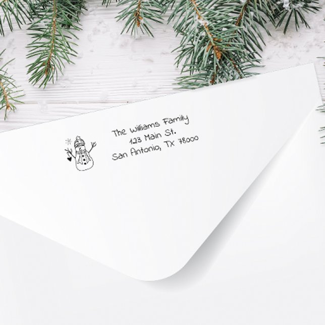 Snowman Holiday Rücksendeadresse Permastempel (Add some cuteness to your holiday mail with this personalized snowman return address stamp.)