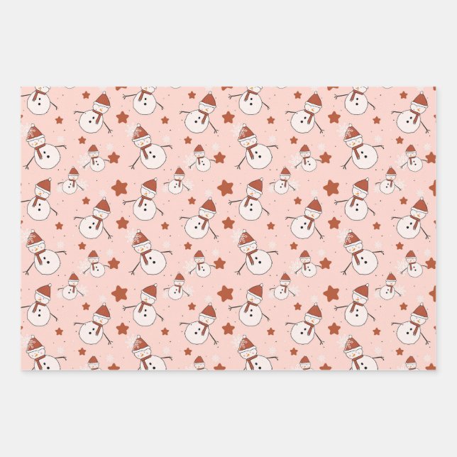 Snowman Holiday Wrapping Paper Geschenkpapier Set (Vorderseite)