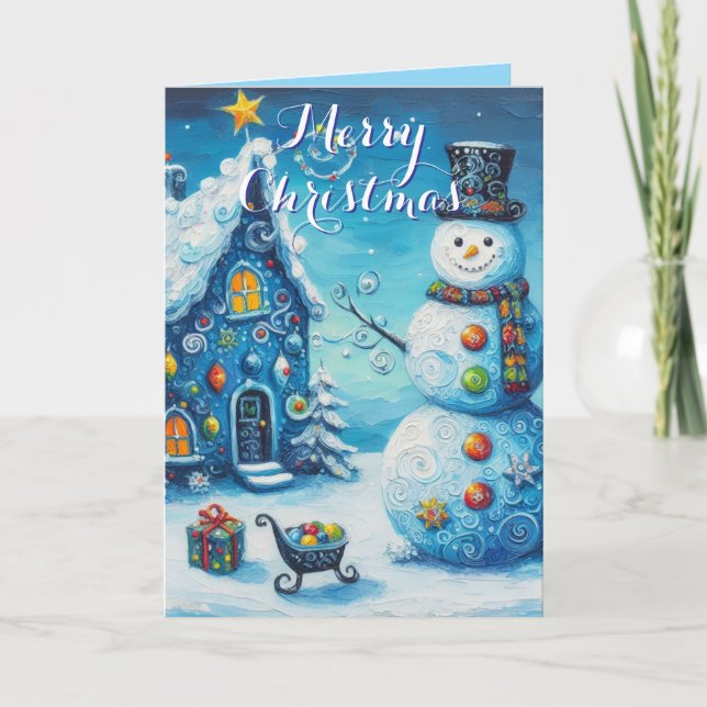 Snowman House präsentiert Personalisierte Weihnach Karte (Vorderseite)