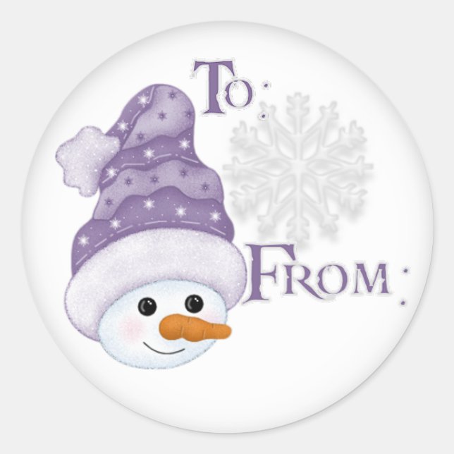 Snowman-Hut-Tag Runder Aufkleber (Vorderseite)