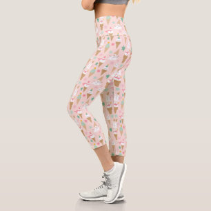 Snowman Ice Cream Cones Weihnachtsmuster Capri Leggings