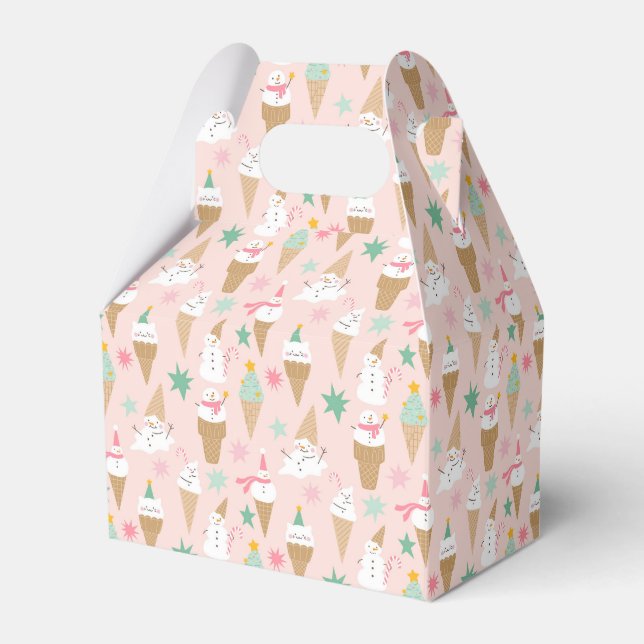 Snowman Ice Cream Cones Weihnachtsmuster Geschenkschachtel (Vorderseite)