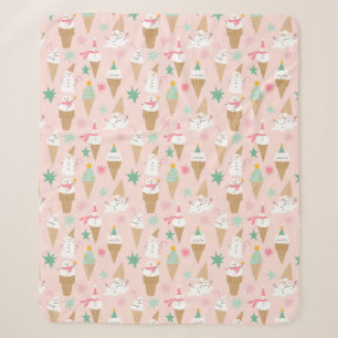 Snowman Ice Cream Cones Weihnachtsmuster Sherpadecke
