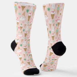 Snowman Ice Cream Cones Weihnachtsmuster Socken