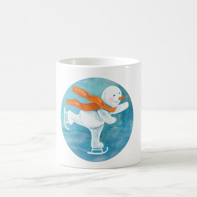 Snowman Ice Skater Kaffeetasse (Mittel)