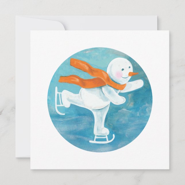 Snowman Ice Skater Karte (Vorderseite)