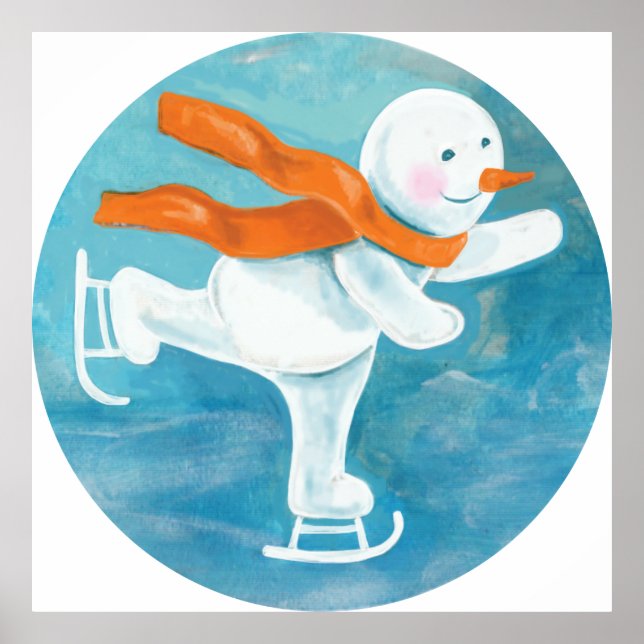 Snowman Ice Skater Poster (Vorne)