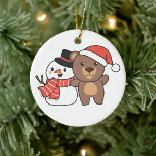 Snowman im Winter zu Weihnachten Keramik Ornament