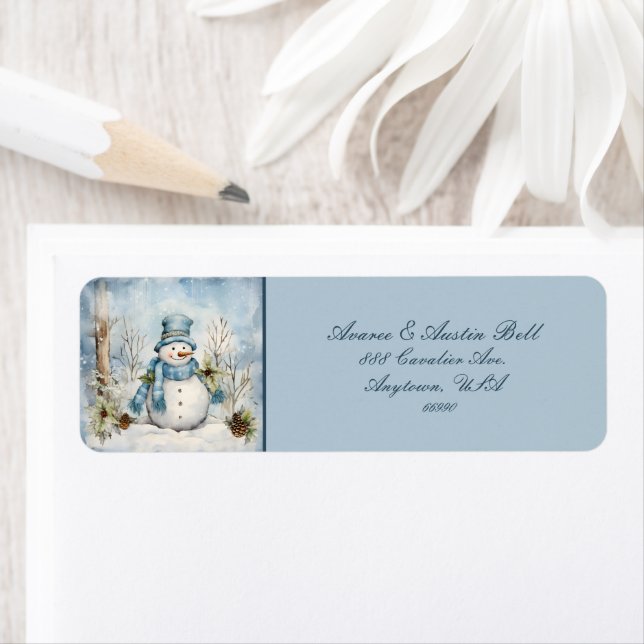 Snowman in Blue Scarf und Tophat gekleidet (Insitu)